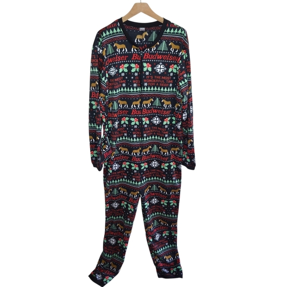 Budweiser | Christmas Onesie Pajamas It's The Most Wonderful Time For A Beer XL - Picture 1 of 6